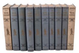Military books: 10 volumes of 'The War Illustrated' WWII, with gold tooling.