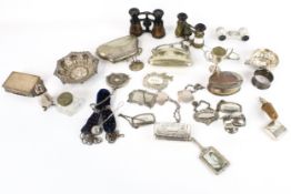 A collection of miscellaneous plated items including two purses.