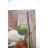 C Vettori, pastel on board of a still life of fruit.