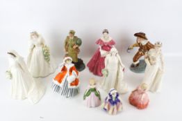 A collection of assorted Royal Doulton and Coalport china figures.