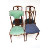 Four Victorian and later mahogany framed chairs.