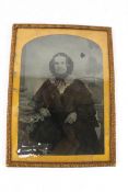 A Victorian Ambrotype studio photograph of a lady. In a gilt metal frame. H17cm, AF.