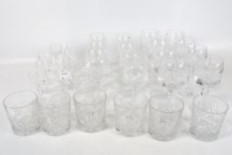 A collection of Thomas Webb drinking glasses. Including wine, sherry and whisky tumblers, etc.