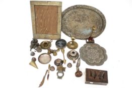 An assortment of metal and collectables.
