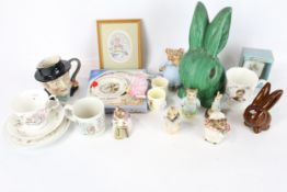An assortment of Beatrix Potter and other related china. Including Beswick, Sylvac, etc.