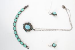 A small collection of imitation-turquoise and marcasite jewellery.