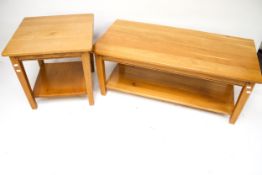 Two contemporary oak coffee tables.
