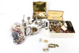A collection of miscellaneous costume jewellery and watches.