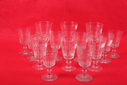 A collection of twenty assorted 19th century pedestal drinking glasses.