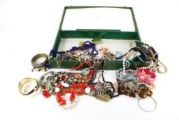 A large Harrods box of ladies vintage costume jewellery. Including necklaces, bracelets, etc.