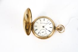 Elgin, Natl Watch Co, An American gold-plated hunter-cased keyless pocket watch.