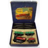 A vintage Meccano Hornby O gauge clockwork train set, boxed.