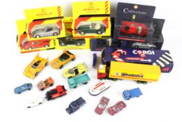 A collection of assorted diecast model cars. Including Lesney Matchbox, Corgi, etc. Some boxed.
