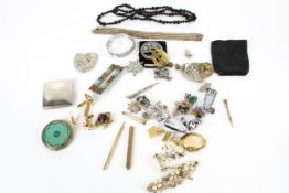 A collection of costume jewellery and propelling pencils, etc.