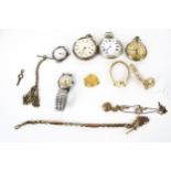 An early 20th century lady's 9ct gold round wristwatch and other watches.