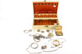 A collection of silver and costume jewellery to include six silver-gilt and stone set rings.