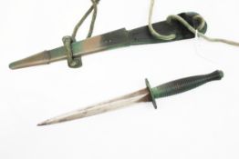 Military : A 1960s/70s Nowell & Sons Fairbairn Sykes commando knife and scabbard.