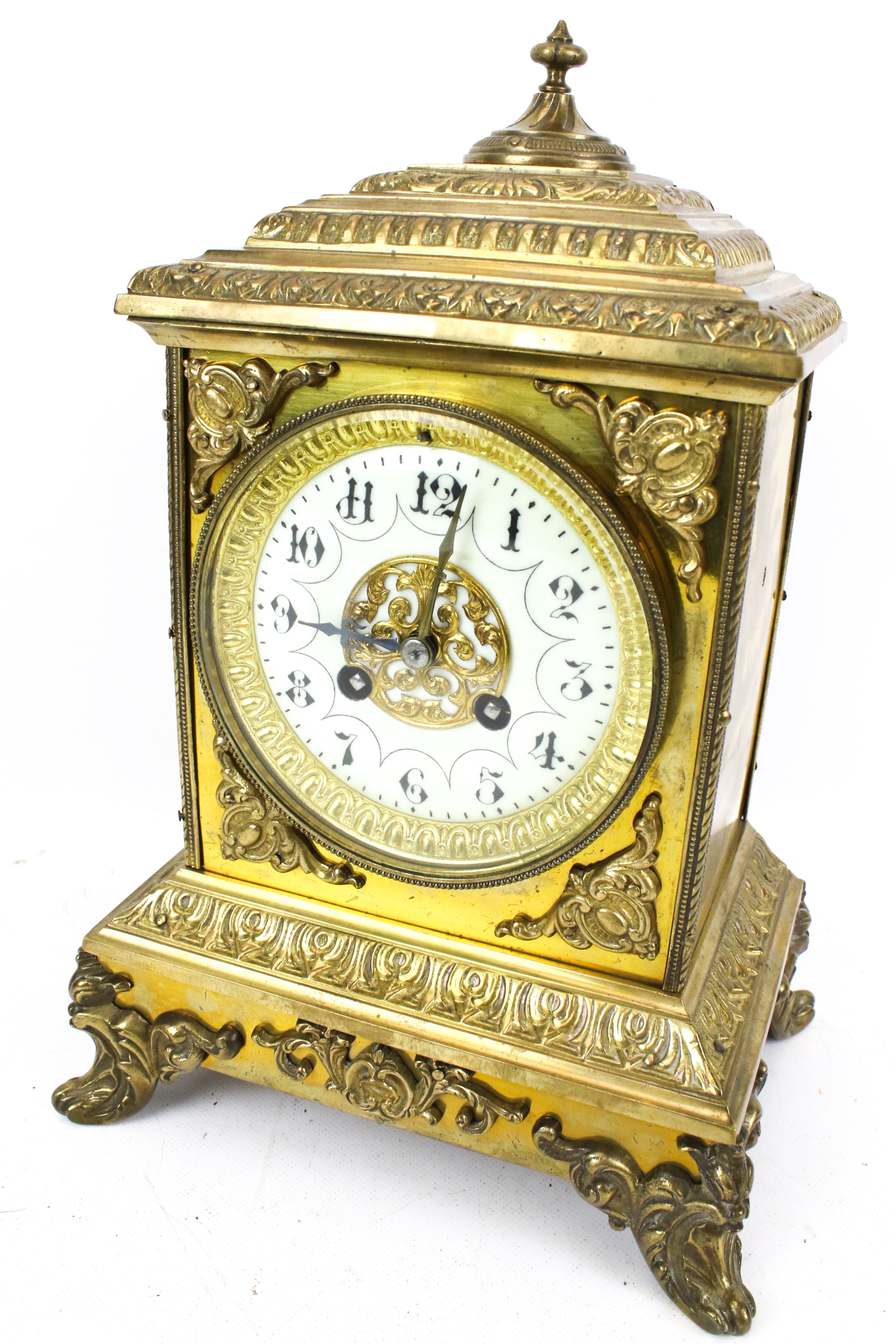 An eight-day mantel clock.
