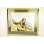 A 20th century watercolour depicting a coastal scene. Signed 'A L Lewis'. 39cm x 48.