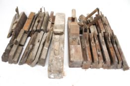 An assortment of vintage carpenters' wood working tools.