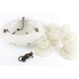 A vintage floral glass bowl ceiling light and a set of six shades. Max.