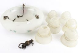 A vintage floral glass bowl ceiling light and a set of six shades. Max.