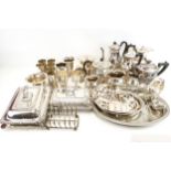 A collection of silverplated items.