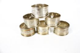 A matched set of six vintage silver napkin rings.