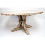 A contemporary stained wooden dining table.