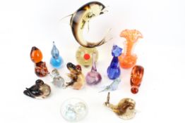 A collection of assorted vintage glass animal ornaments.