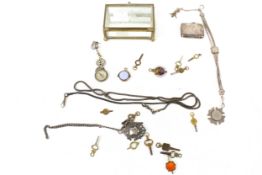 A silver vesta case and other items.