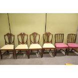 A set of four 20th century dining chairs and a pair of Victorian chairs.