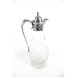 A late Victorian silver mounted baluster-shaped glass claret jug.