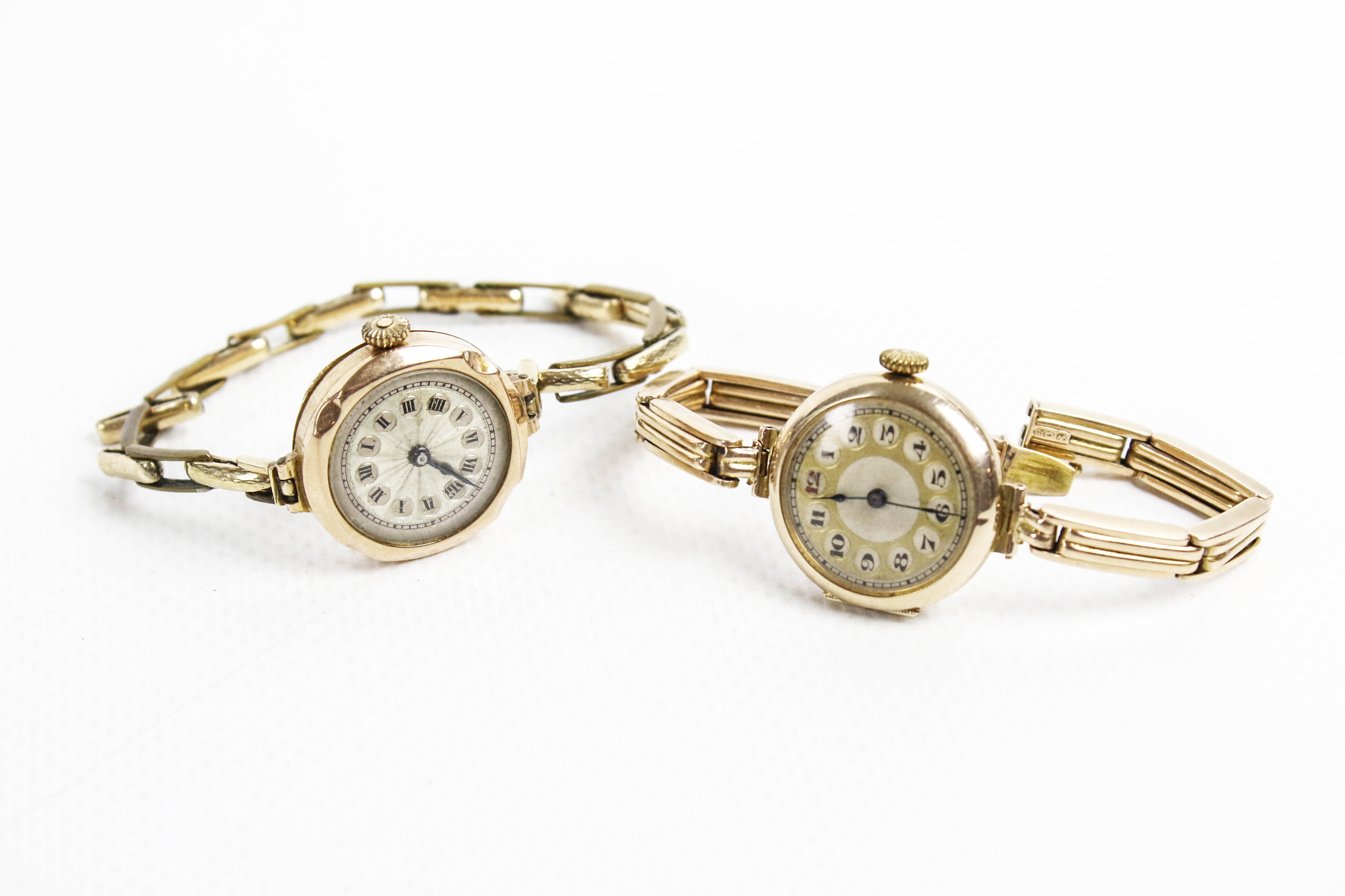 Two early 20th century lady's gold round bracelet watches. - Image 4 of 6