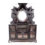A late 19th century Continental mirror back break front sideboard.