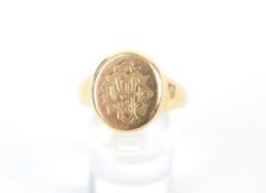 An early 20th century 18ct gold oval signet ring.