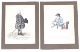 After Robert Dighton (1752-1814), caricaturist, printmaker, etc, two handcoloured engravings.