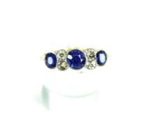 An early 20th century gold, sapphire and diamond ring.