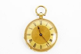 A Victorian gold open face small pocket watch.
