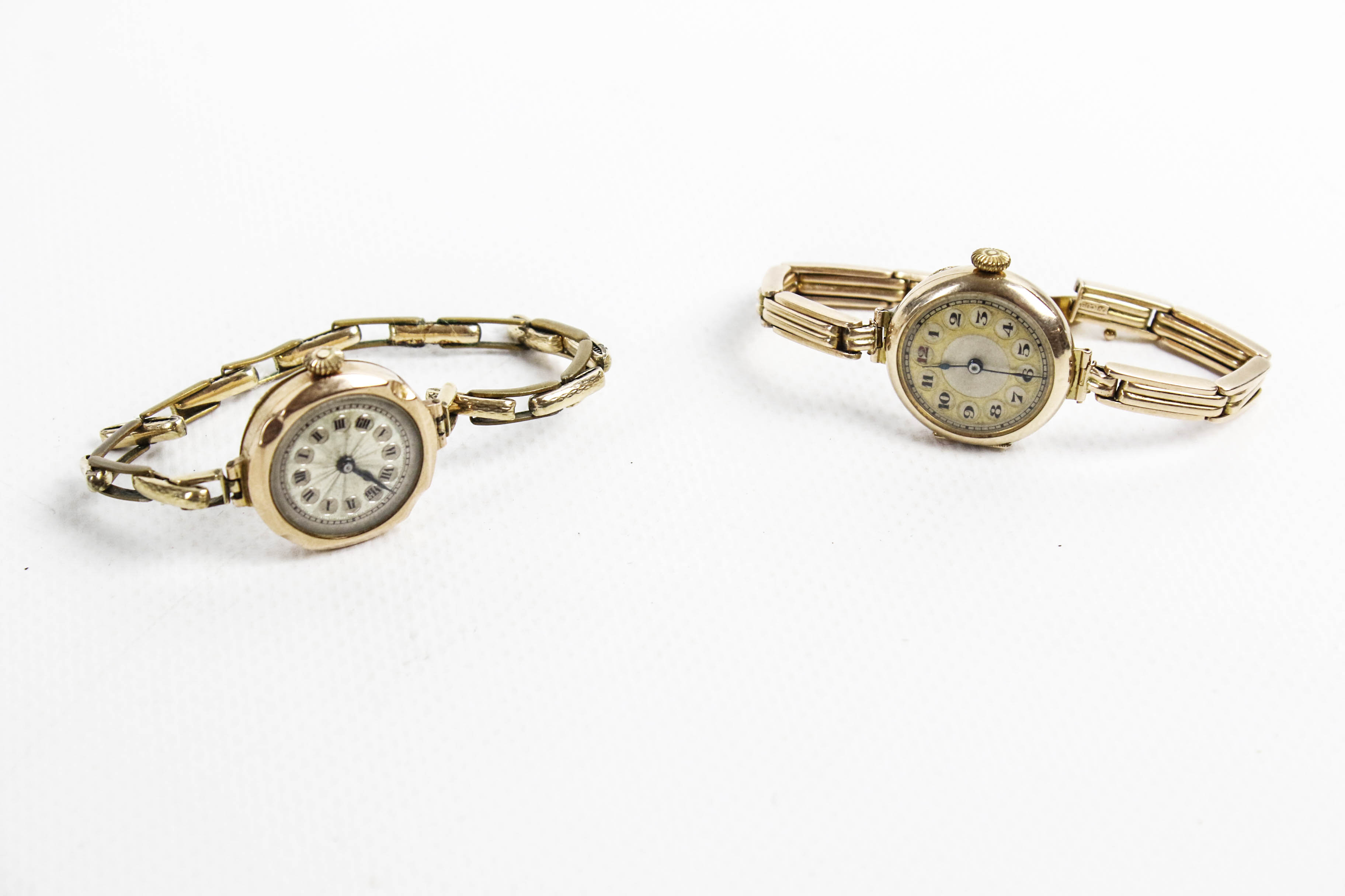 Two early 20th century lady's gold round bracelet watches. - Image 3 of 6
