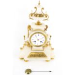 An Alabaster and gilt metal 8-day mantel clock.