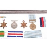 Medals: Three WWII medals, 39-45, two further medals and a bayonet.