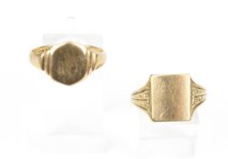 Two vintage gold signet rings.