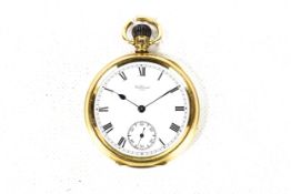Waltham, U.S.A., an early 20th century 18ct gold cased open face keyless pocket watch, circa 1919.