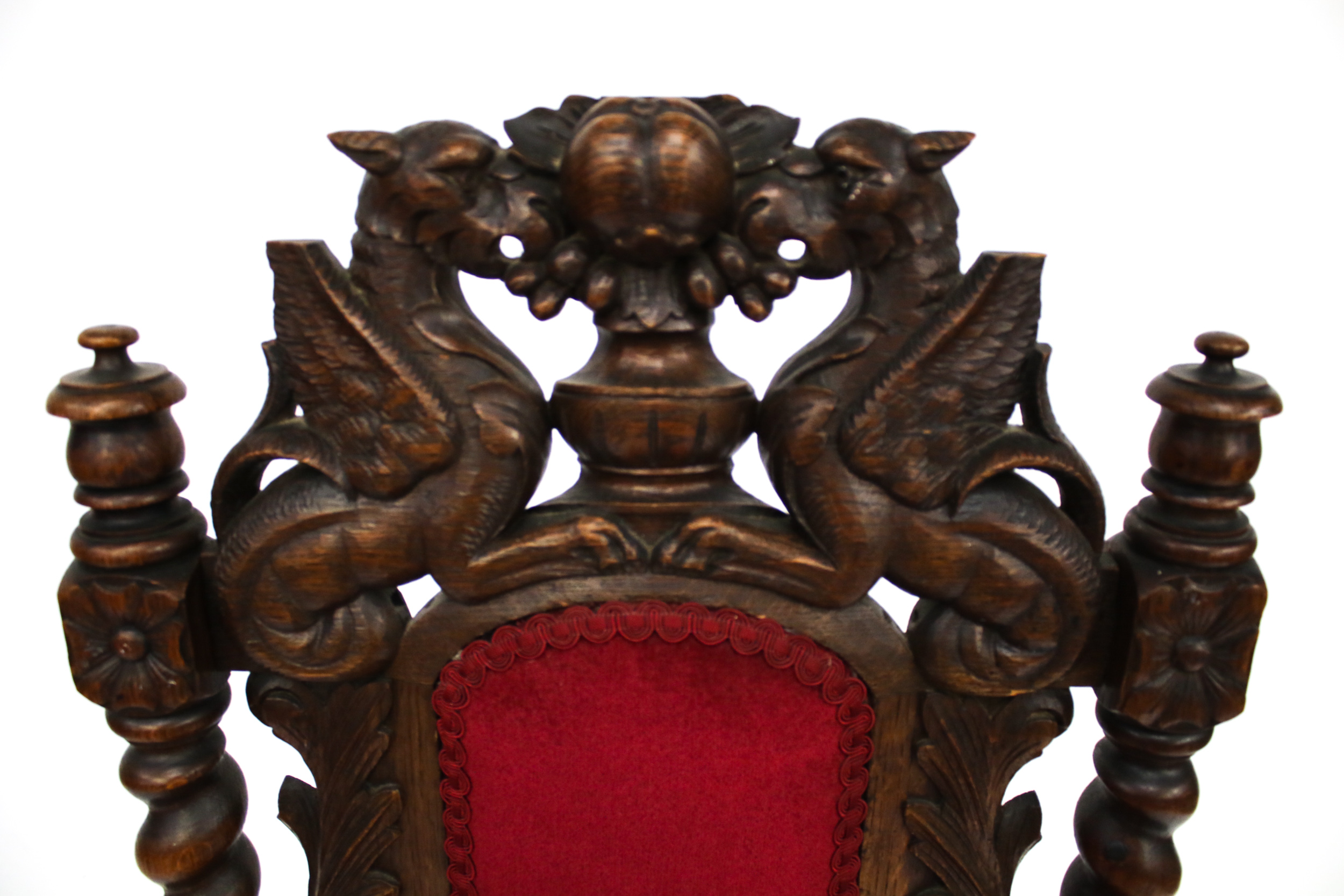 A pair of Victorian heavily carved oak chairs. - Image 3 of 3