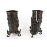 A pair of Meji Japanese bronze vases.