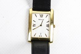 Accurist, a gentleman's 9ct gold rectangular cased quartz wristwatch, circa 2005.