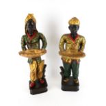 A pair of 19th century style wood and resin hand painted Blackamoors.