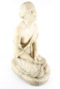 A 19th century alabaster/marble figure of a kneeling girl.