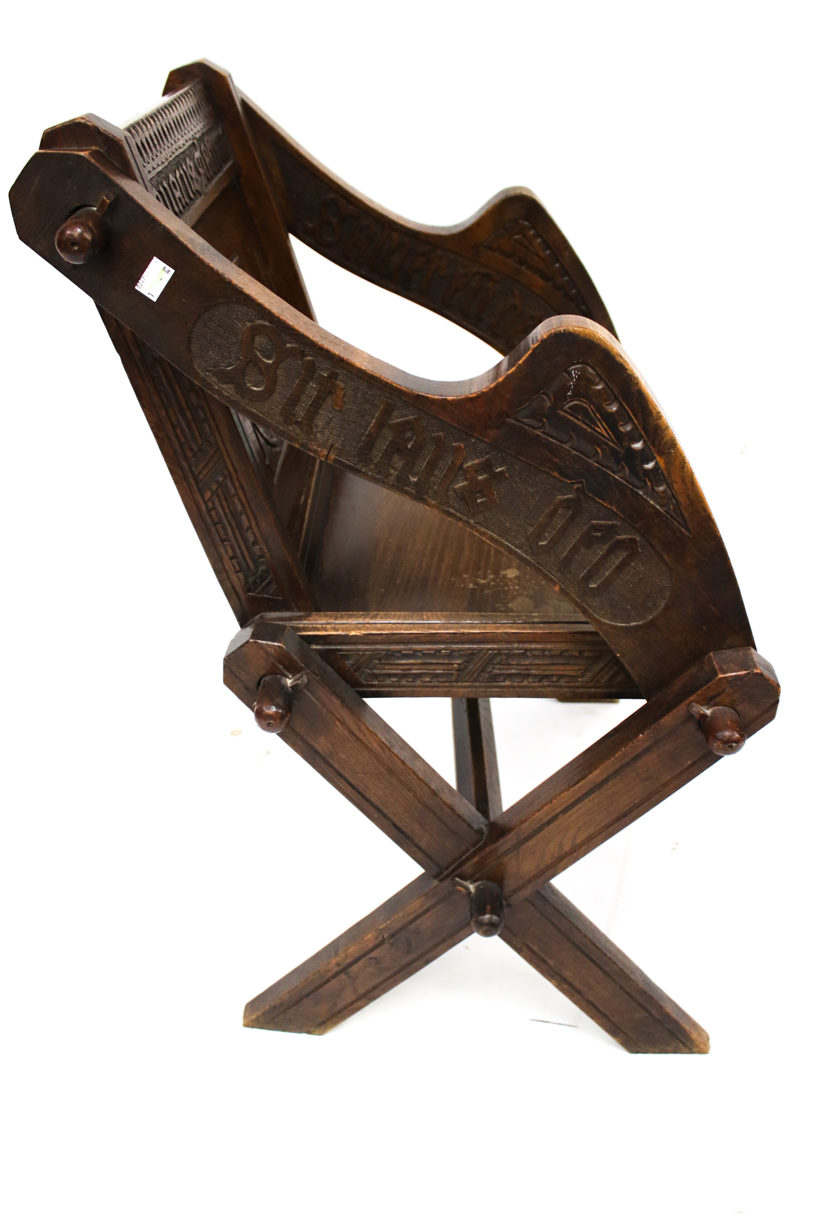 A late 19th century oak 'Glastonbury' chair. - Image 3 of 7